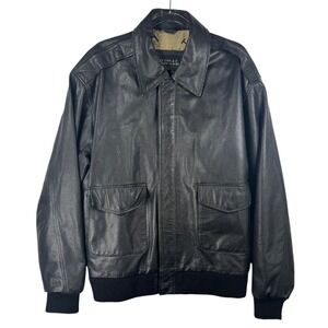 Vtg Leather A-2 Flight Bomber Jacket US Army‎ Air Force Map Lining Large Tall LT